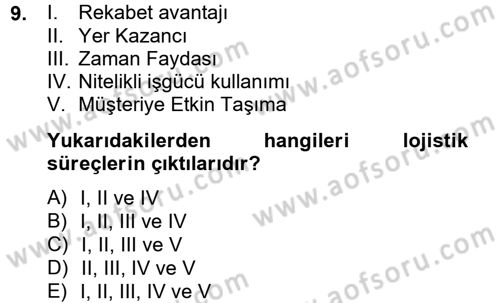 Lojistikte Teknoloji Kullanımı Dersi 2012 - 2013 Yılı (Final) Dönem Sonu Sınav Soruları 9. Soru