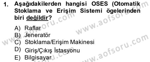 Lojistikte Teknoloji Kullanımı Dersi 2013 - 2014 Yılı (Final) Dönem Sonu Sınav Soruları 1. Soru