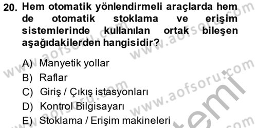 Lojistikte Teknoloji Kullanımı Dersi 2013 - 2014 Yılı (Final) Dönem Sonu Sınav Soruları 20. Soru