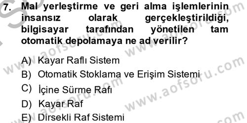 Lojistikte Teknoloji Kullanımı Dersi 2013 - 2014 Yılı (Final) Dönem Sonu Sınav Soruları 7. Soru