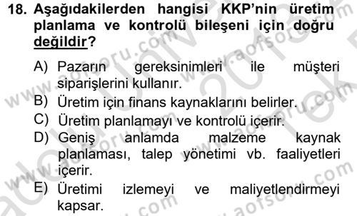 Lojistikte Teknoloji Kullanımı Dersi 2013 - 2014 Yılı Tek Ders Sınav Soruları 18. Soru