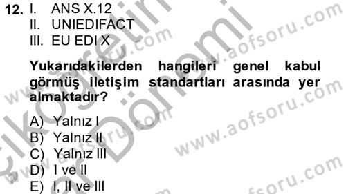Lojistikte Teknoloji Kullanımı Dersi 2014 - 2015 Yılı (Vize) Ara Sınav Soruları 12. Soru