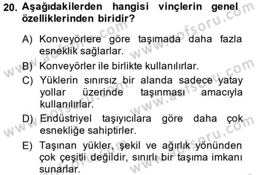 Lojistikte Teknoloji Kullanımı Dersi 2014 - 2015 Yılı (Vize) Ara Sınav Soruları 20. Soru