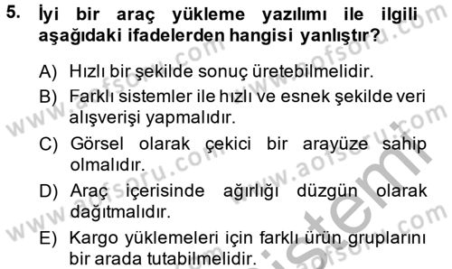 Lojistikte Teknoloji Kullanımı Dersi 2014 - 2015 Yılı (Vize) Ara Sınav Soruları 5. Soru