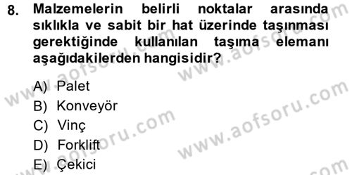 Lojistikte Teknoloji Kullanımı Dersi 2014 - 2015 Yılı (Vize) Ara Sınav Soruları 8. Soru