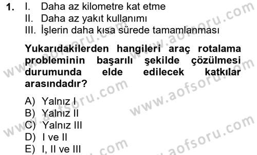 Lojistikte Teknoloji Kullanımı Dersi 2014 - 2015 Yılı (Final) Dönem Sonu Sınav Soruları 1. Soru