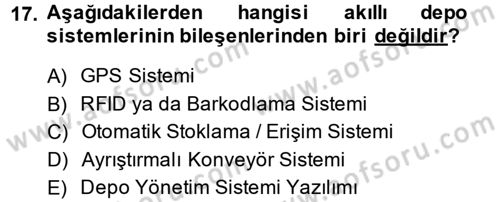 Lojistikte Teknoloji Kullanımı Dersi 2014 - 2015 Yılı (Final) Dönem Sonu Sınav Soruları 17. Soru