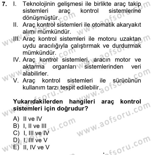 Lojistikte Teknoloji Kullanımı Dersi 2014 - 2015 Yılı Tek Ders Sınav Soruları 7. Soru