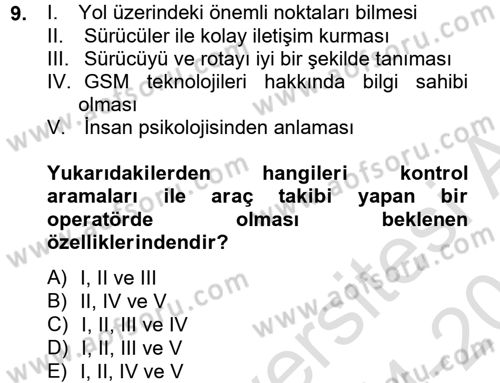 Lojistikte Teknoloji Kullanımı Dersi 2014 - 2015 Yılı Tek Ders Sınav Soruları 9. Soru