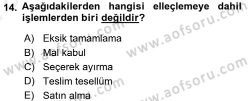 Lojistikte Teknoloji Kullanımı Dersi 2015 - 2016 Yılı (Vize) Ara Sınavı 14. Soru