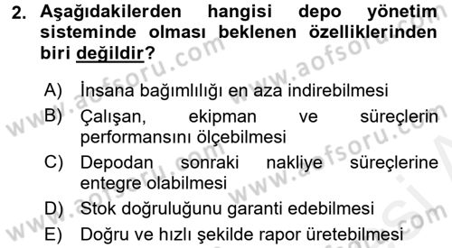 Lojistikte Teknoloji Kullanımı Dersi 2015 - 2016 Yılı (Vize) Ara Sınavı 2. Soru