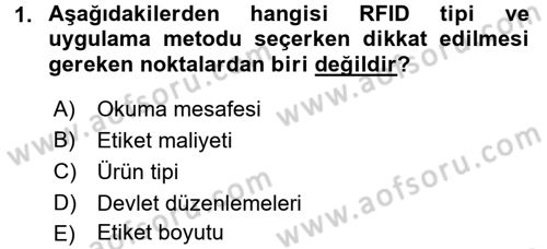Lojistikte Teknoloji Kullanımı Dersi 2015 - 2016 Yılı (Final) Dönem Sonu Sınav Soruları 1. Soru