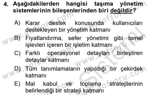 Lojistikte Teknoloji Kullanımı Dersi 2015 - 2016 Yılı (Final) Dönem Sonu Sınav Soruları 4. Soru