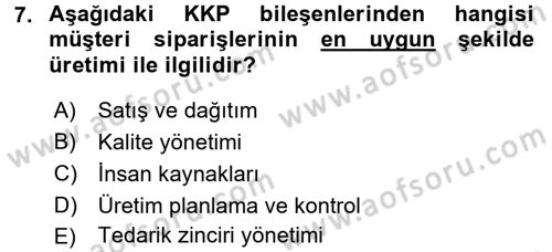 Lojistikte Teknoloji Kullanımı Dersi 2015 - 2016 Yılı (Final) Dönem Sonu Sınav Soruları 7. Soru