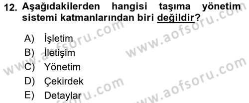 Lojistikte Teknoloji Kullanımı Dersi 2015 - 2016 Yılı Tek Ders Sınav Soruları 12. Soru
