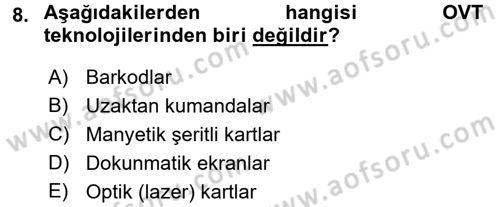 Lojistikte Teknoloji Kullanımı Dersi 2015 - 2016 Yılı Tek Ders Sınav Soruları 8. Soru