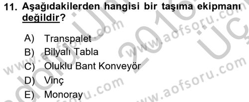 Lojistikte Teknoloji Kullanımı Dersi 2016 - 2017 Yılı 3 Ders Sınav Soruları 11. Soru