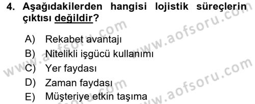 Lojistikte Teknoloji Kullanımı Dersi 2016 - 2017 Yılı 3 Ders Sınav Soruları 4. Soru