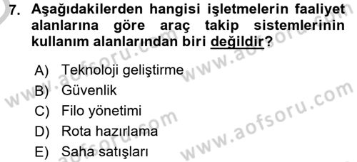 Lojistikte Teknoloji Kullanımı Dersi 2016 - 2017 Yılı 3 Ders Sınav Soruları 7. Soru