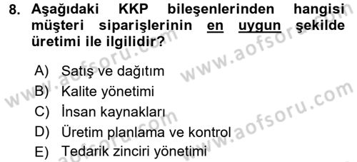 Lojistikte Teknoloji Kullanımı Dersi 2016 - 2017 Yılı 3 Ders Sınav Soruları 8. Soru