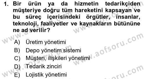 Lojistikte Teknoloji Kullanımı Dersi 2016 - 2017 Yılı (Vize) Ara Sınav Soruları 1. Soru