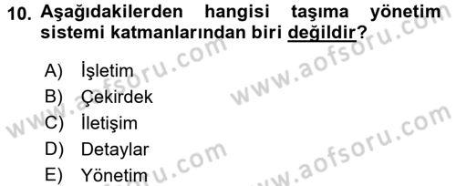 Lojistikte Teknoloji Kullanımı Dersi 2016 - 2017 Yılı (Vize) Ara Sınav Soruları 10. Soru