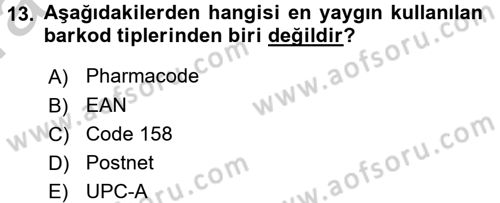 Lojistikte Teknoloji Kullanımı Dersi 2016 - 2017 Yılı (Vize) Ara Sınav Soruları 13. Soru