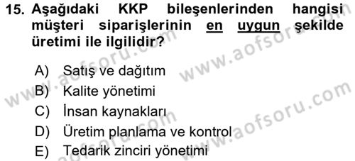 Lojistikte Teknoloji Kullanımı Dersi 2016 - 2017 Yılı (Vize) Ara Sınav Soruları 15. Soru