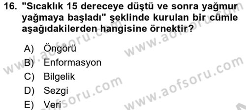 Lojistikte Teknoloji Kullanımı Dersi 2016 - 2017 Yılı (Vize) Ara Sınav Soruları 16. Soru