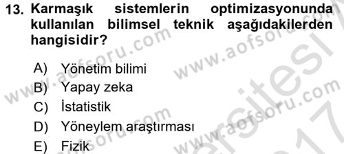 Lojistikte Teknoloji Kullanımı Dersi 2016 - 2017 Yılı (Final) Dönem Sonu Sınav Soruları 13. Soru