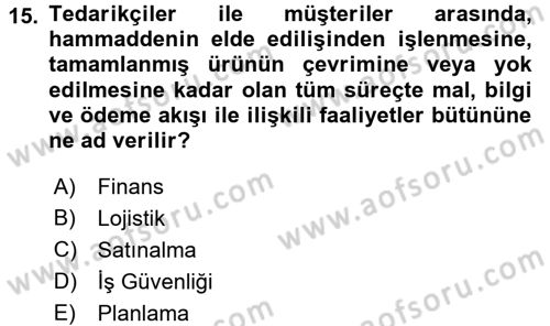 Lojistikte Teknoloji Kullanımı Dersi 2016 - 2017 Yılı (Final) Dönem Sonu Sınav Soruları 15. Soru
