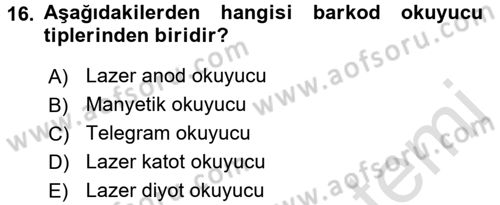 Lojistikte Teknoloji Kullanımı Dersi 2016 - 2017 Yılı (Final) Dönem Sonu Sınav Soruları 16. Soru