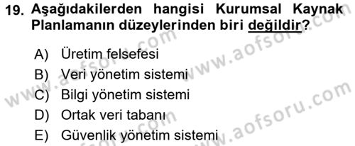 Lojistikte Teknoloji Kullanımı Dersi 2016 - 2017 Yılı (Final) Dönem Sonu Sınav Soruları 19. Soru