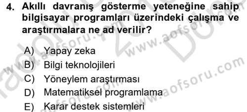 Lojistikte Teknoloji Kullanımı Dersi 2016 - 2017 Yılı (Final) Dönem Sonu Sınav Soruları 4. Soru