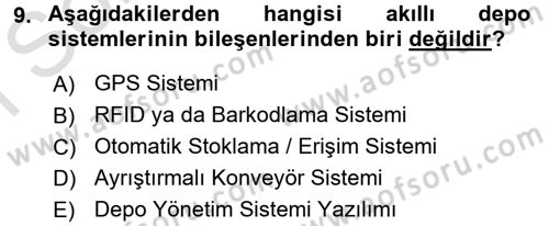 Lojistikte Teknoloji Kullanımı Dersi 2016 - 2017 Yılı (Final) Dönem Sonu Sınav Soruları 9. Soru