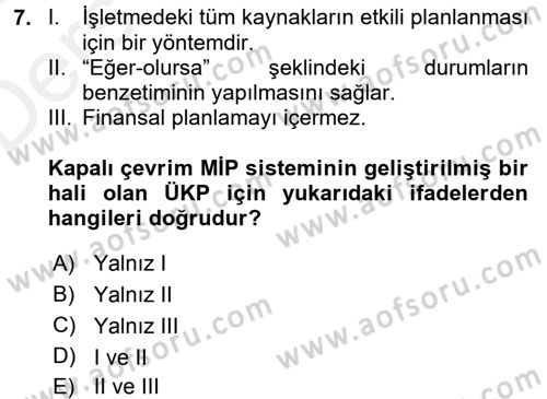 Lojistikte Teknoloji Kullanımı Dersi 2017 - 2018 Yılı 3 Ders Sınav Soruları 7. Soru