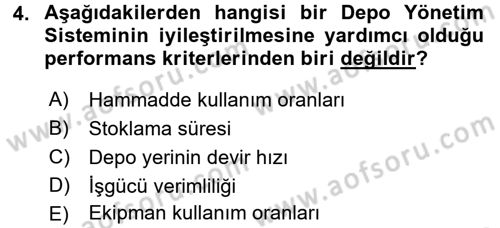 Lojistikte Teknoloji Kullanımı Dersi 2017 - 2018 Yılı (Vize) Ara Sınav Soruları 4. Soru