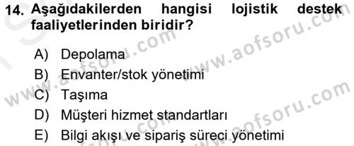 Lojistikte Teknoloji Kullanımı Dersi 2017 - 2018 Yılı (Final) Dönem Sonu Sınav Soruları 14. Soru