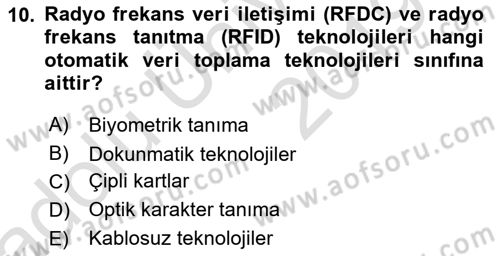 Lojistikte Teknoloji Kullanımı Dersi 2018 - 2019 Yılı 3 Ders Sınav Soruları 10. Soru