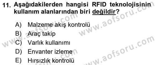 Lojistikte Teknoloji Kullanımı Dersi 2018 - 2019 Yılı 3 Ders Sınav Soruları 11. Soru