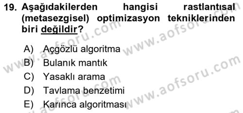 Lojistikte Teknoloji Kullanımı Dersi 2018 - 2019 Yılı 3 Ders Sınav Soruları 19. Soru