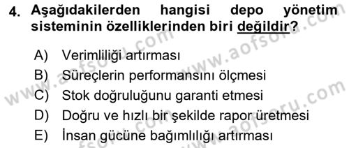 Lojistikte Teknoloji Kullanımı Dersi 2018 - 2019 Yılı 3 Ders Sınav Soruları 4. Soru