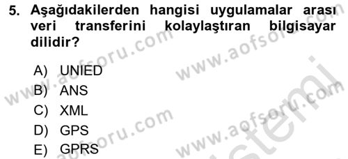 Lojistikte Teknoloji Kullanımı Dersi 2018 - 2019 Yılı 3 Ders Sınav Soruları 5. Soru