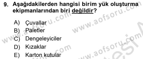 Lojistikte Teknoloji Kullanımı Dersi 2018 - 2019 Yılı 3 Ders Sınav Soruları 9. Soru