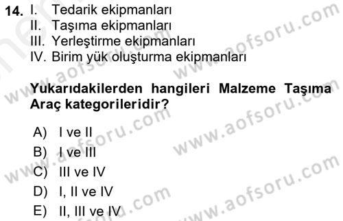 Lojistikte Teknoloji Kullanımı Dersi 2018 - 2019 Yılı (Vize) Ara Sınav Soruları 14. Soru