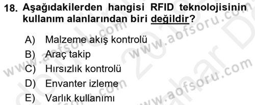 Lojistikte Teknoloji Kullanımı Dersi 2018 - 2019 Yılı (Vize) Ara Sınav Soruları 18. Soru
