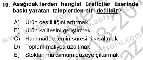 Lojistikte Teknoloji Kullanımı Dersi 2018 - 2019 Yılı Yaz Okulu Sınav Soruları 10. Soru
