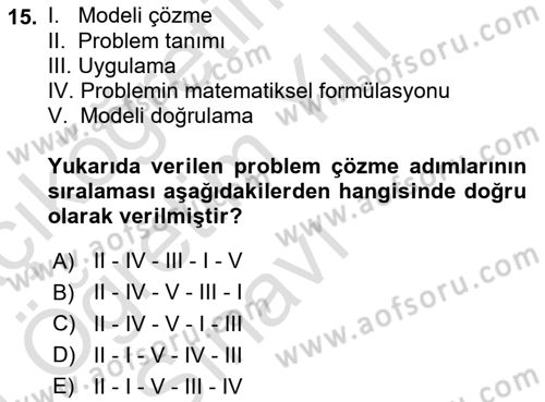 Lojistikte Teknoloji Kullanımı Dersi 2020 - 2021 Yılı Yaz Okulu Sınav Soruları 15. Soru