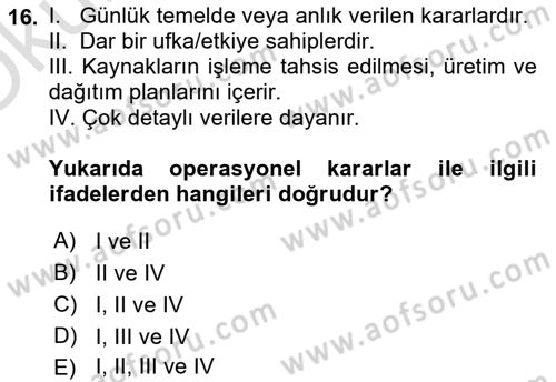 Lojistikte Teknoloji Kullanımı Dersi 2020 - 2021 Yılı Yaz Okulu Sınav Soruları 16. Soru