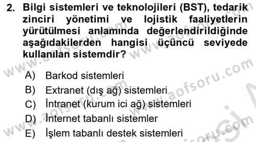 Lojistikte Teknoloji Kullanımı Dersi 2020 - 2021 Yılı Yaz Okulu Sınav Soruları 2. Soru